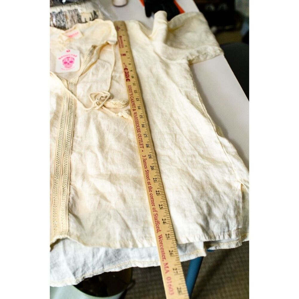 Banditas From Marseille womens ivory Long-Sleeve Blouse 100% Linen NEW XL - Picture 8 of 8